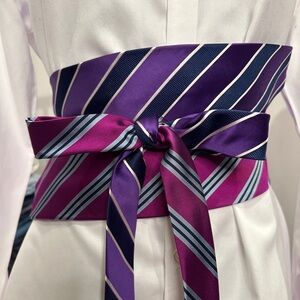 Upcycled Men’s Silk Tie Obi Belt – One-of-a-Kind Statement Waist Belt OS